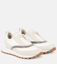 Brunello Cucinelli Monili leather-trimmed sneakers