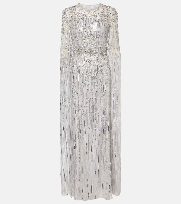 Jenny Packham Ruby caped sequined gown