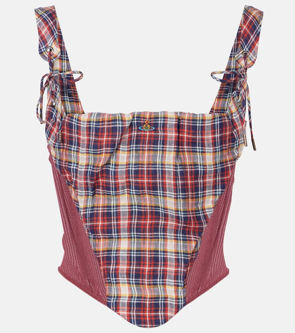 Vivienne Westwood Puppy tartan linen and cotton corset