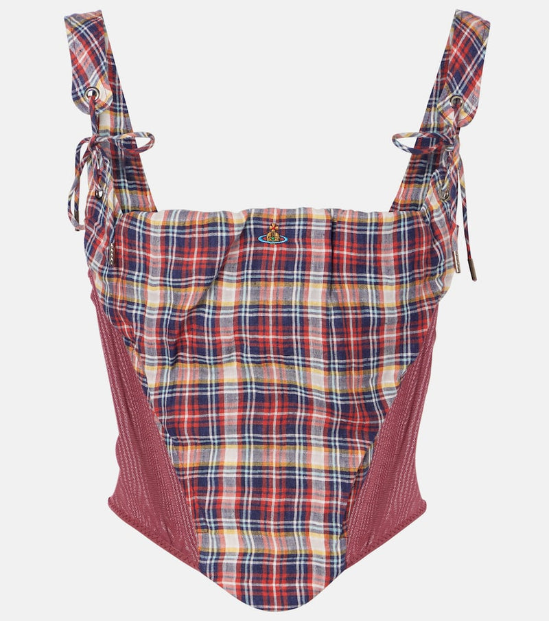 Vivienne Westwood Puppy tartan linen and cotton corset