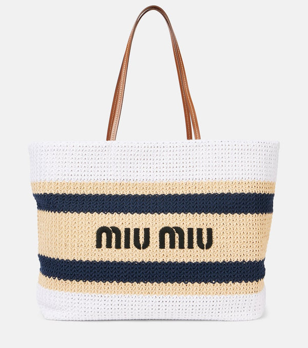 Miu Miu Logo woven tote bag