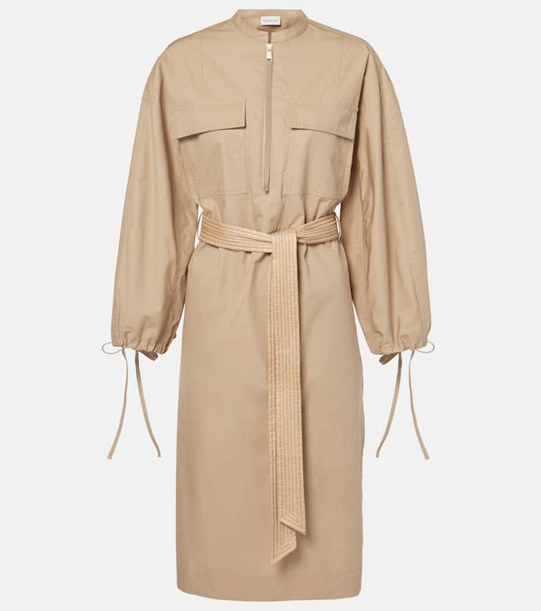 Moncler Belted cotton-blend poplin midi dress