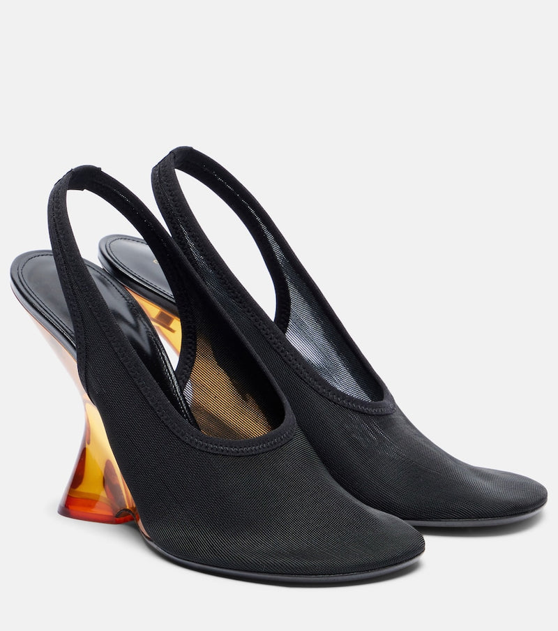 Dries Van Noten Mesh wedge slingback pumps