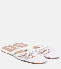 Alaia Infradito leather and fishnet mules