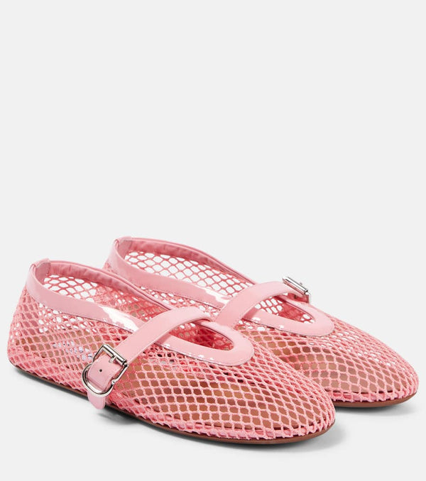 Alaïa Patent leather-trimmed mesh flats