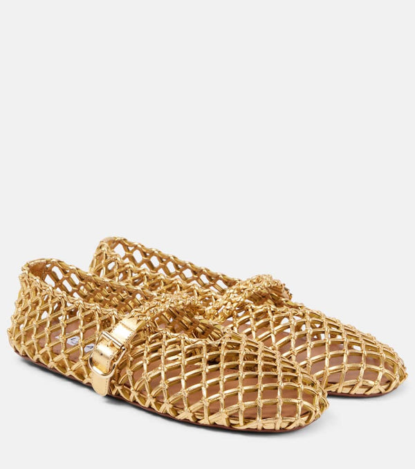 Alaïa Fishnet leather ballet flats