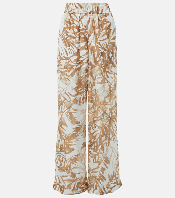 Brunello Cucinelli Printed high-rise silk wide-leg pants