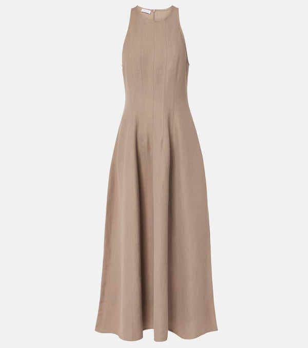 Brunello Cucinelli Pleated twill midi dress