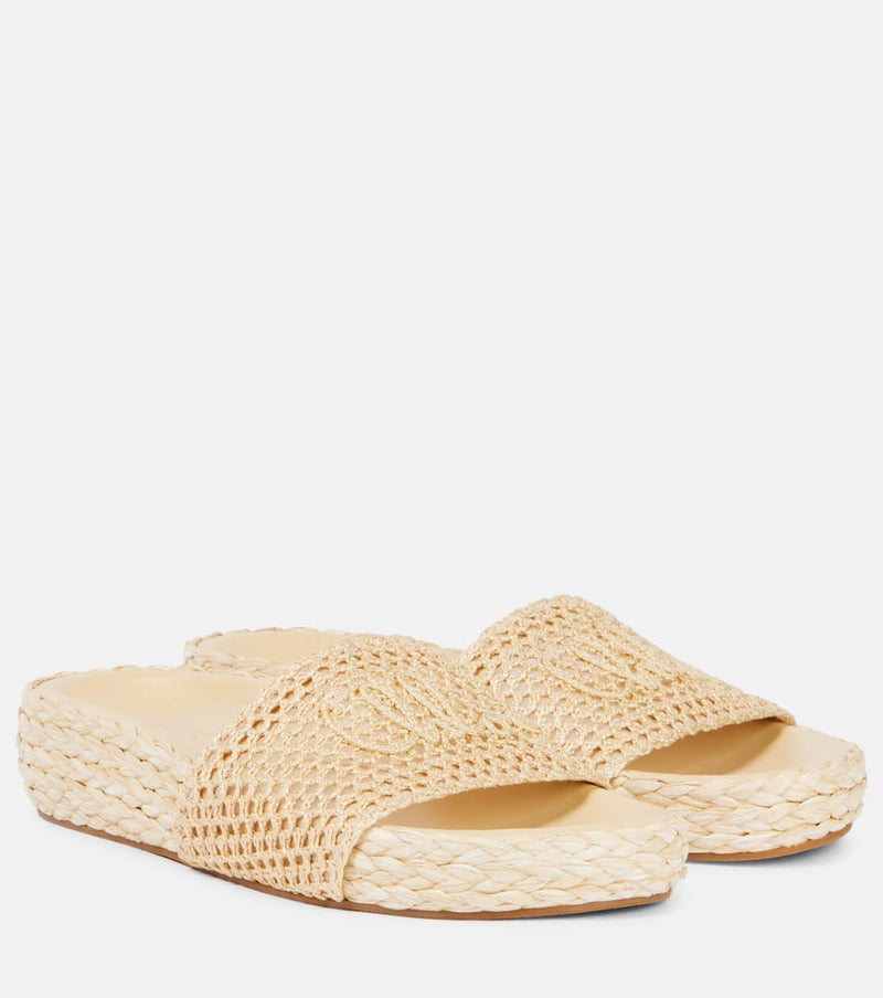 Chloe Isla raffia-effect slides
