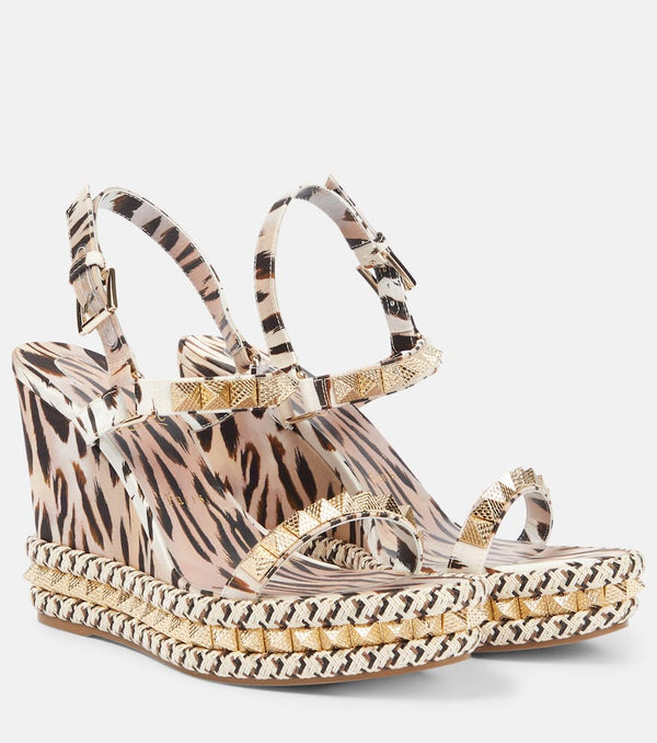 Christian Louboutin Pyraclou 110 leopard-print satin espadrilles