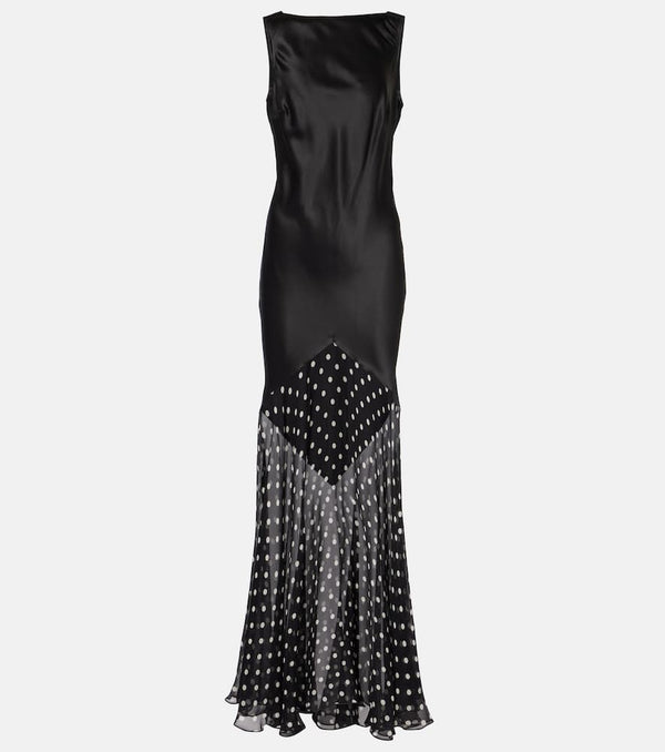 Nina Ricci Draped polka-dot satin gown