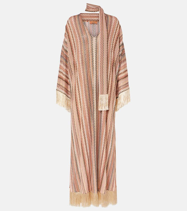 Missoni Zigzag sequined fringed lamé kaftan