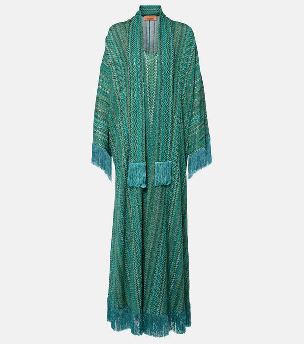 Missoni Zigzag sequined fringed lamé kaftan