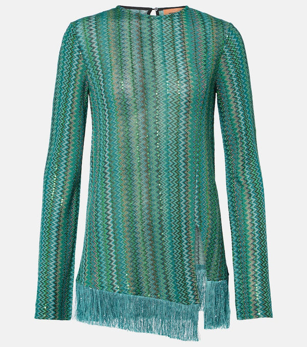 Missoni Zigzag fringed lamé top