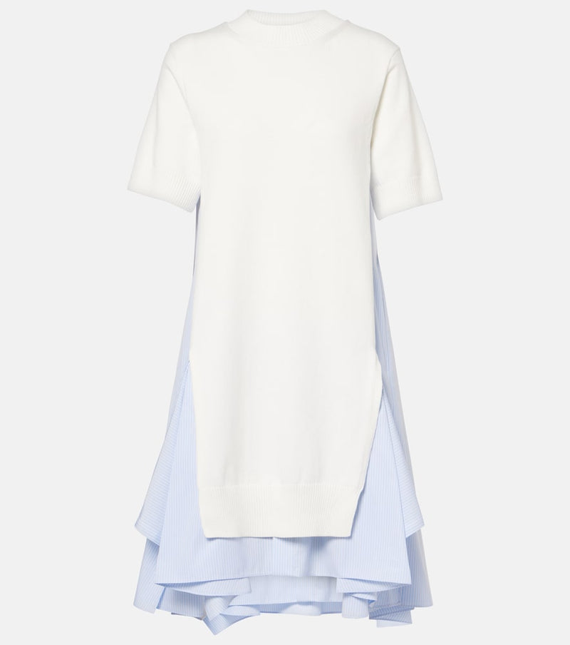 Sacai Striped cotton-blend poplin midi dress