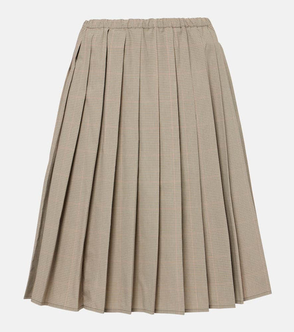 Miu Miu Checked pleated cotton-blend midi skirt