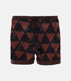 Anna Kosturova Malia crochet high-rise cotton shorts