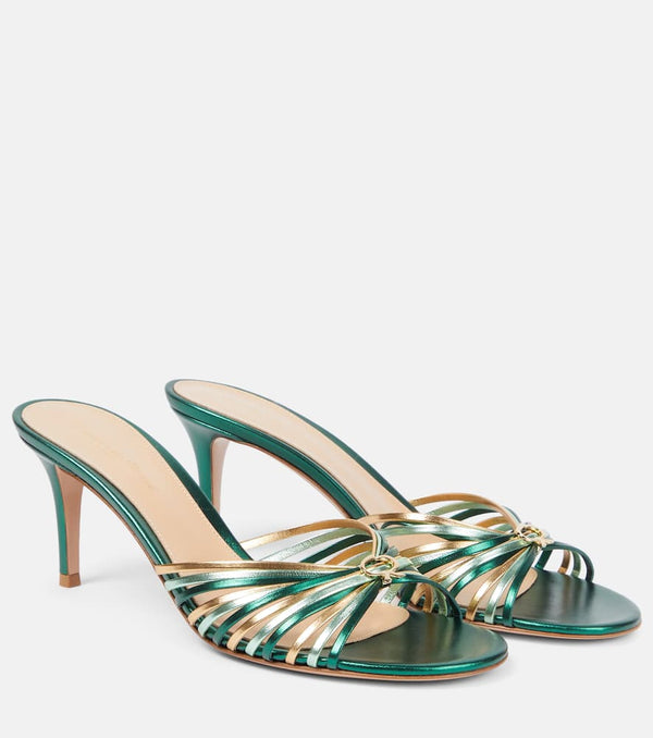 Gianvito Rossi Vyna 70 metallic leather mules