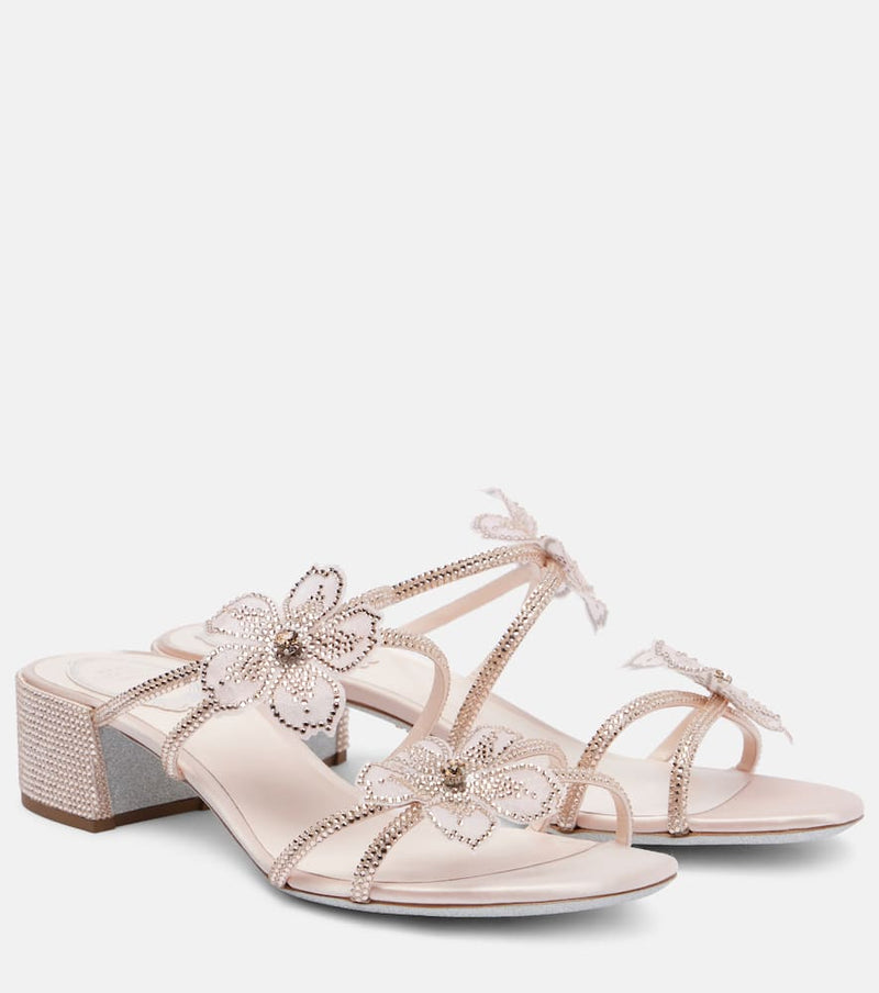 Rene Caovilla 40 crystal-embellished satin sandals