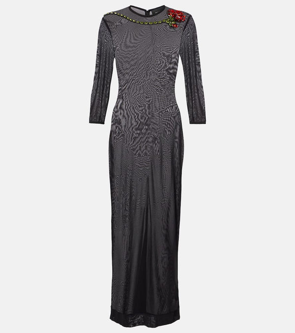 Simone Rocha Crystal-embellished sheer cocktail dress