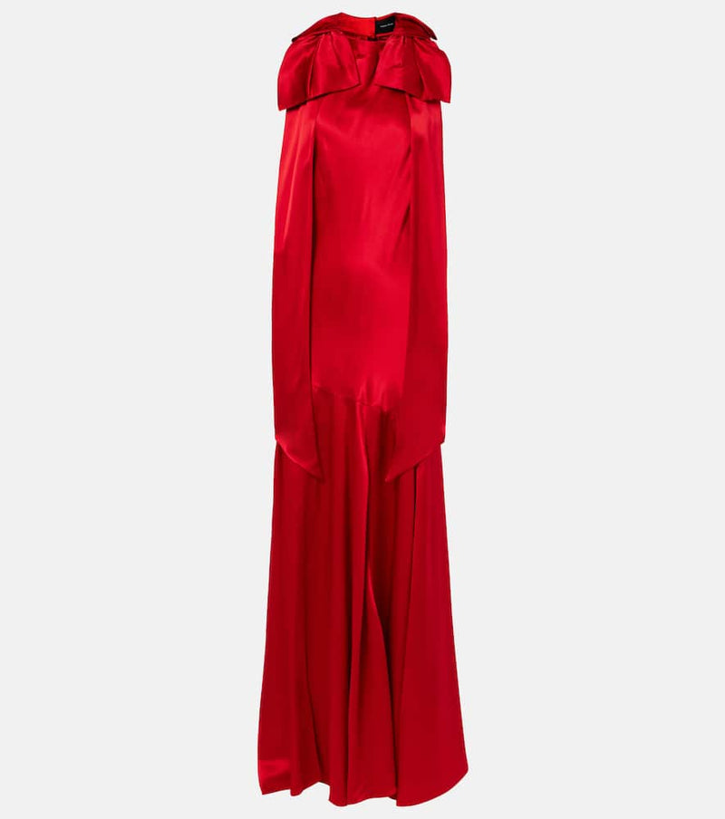 Simone Rocha Bow-detail open-back silk satin gown