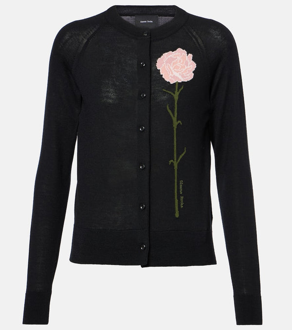 Simone Rocha Floral intarsia wool and silk cardigan