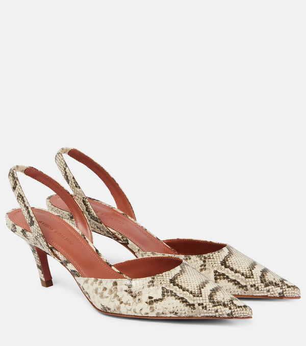 Amina Muaddi Sofia snake-effect leather slingback pumps