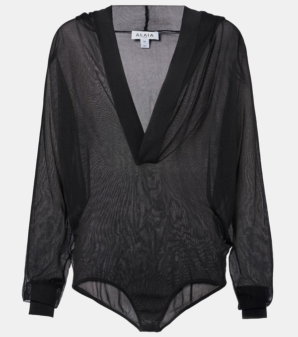 Alaïa Sheer hooded bodysuit