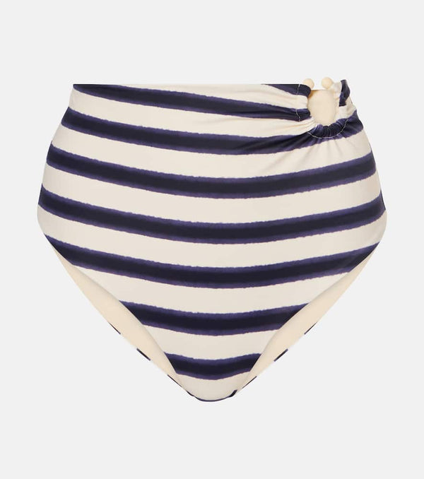 Johanna Ortiz Striped high-rise bikini bottoms