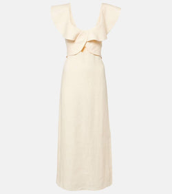 Johanna Ortiz Ruffled linen midi dress