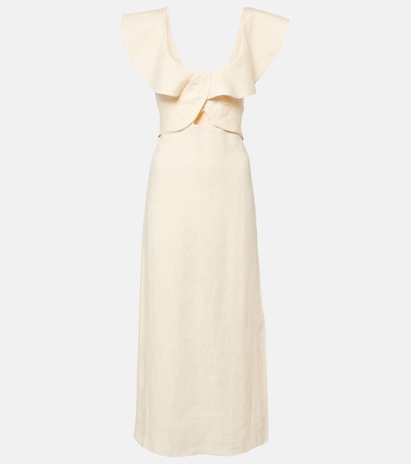 Johanna Ortiz Ruffled linen midi dress