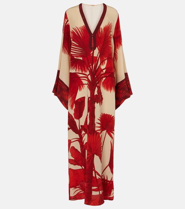 Johanna Ortiz Embellished printed silk crêpe maxi dress