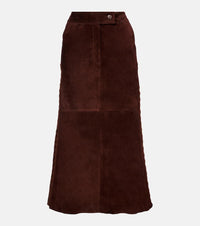 Johanna Ortiz Mid-rise suede midi skirt
