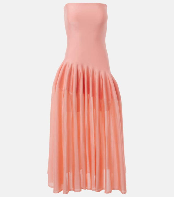 Alaïa Pleated strapless maxi dress