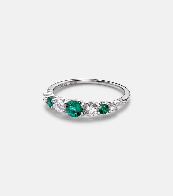 Bucherer Fine Jewellery Classics 18kt white gold ring with emeralds and diamonds