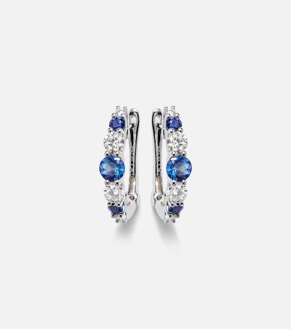 Bucherer Fine Jewellery Classics 18kt white gold hoop earrings with sapphires and diamonds