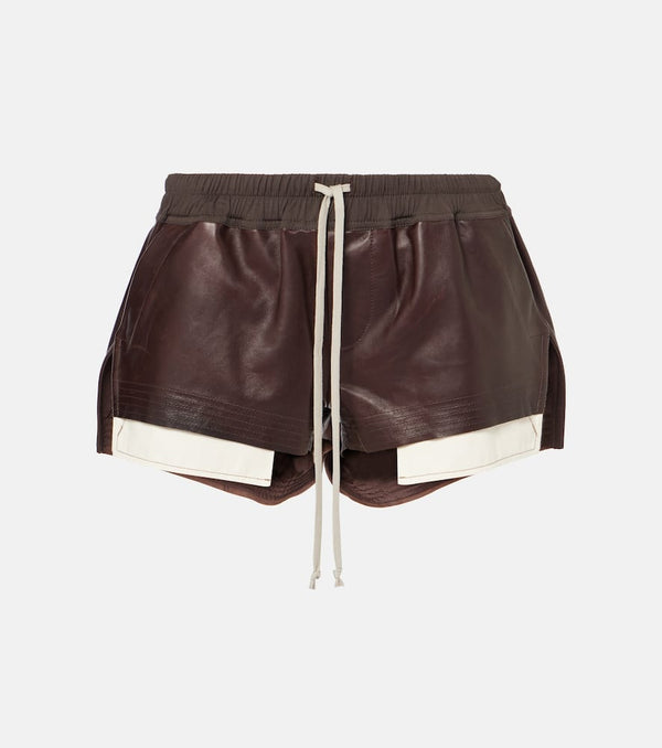 Rick Owens High-rise leather shorts