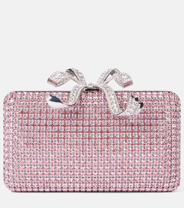 Self-Portrait Crystal-embellished bow-detail clutch