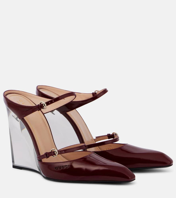 Gucci Logo leather wedges