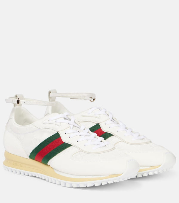 Gucci Web Stripe suede-trimmed sneakers