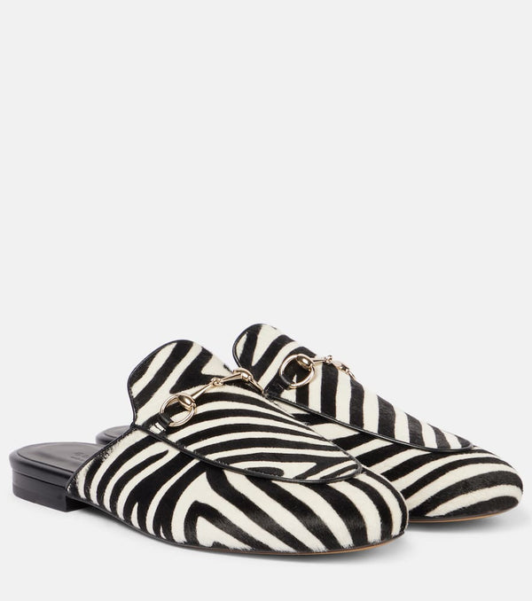 Gucci Horsebit zebra-print calf hair mules