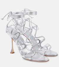 Manolo Blahnik Fawda 105 metallic leather sandals