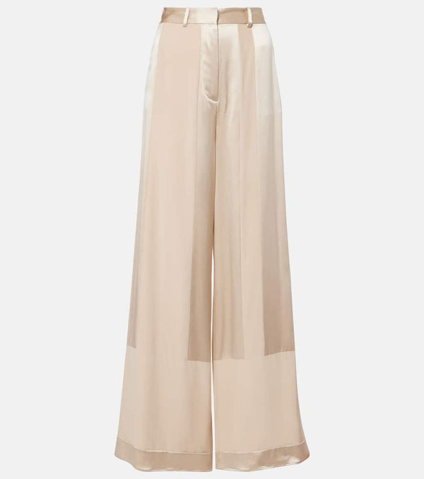 Joseph Corto paneled silk satin straight pants