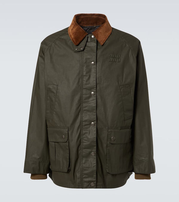 Miu Miu Corduroy-trimmed poplin field jacket