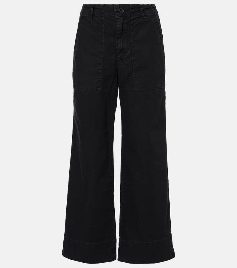 Velvet Mid-rise cotton canvas wide-leg pants