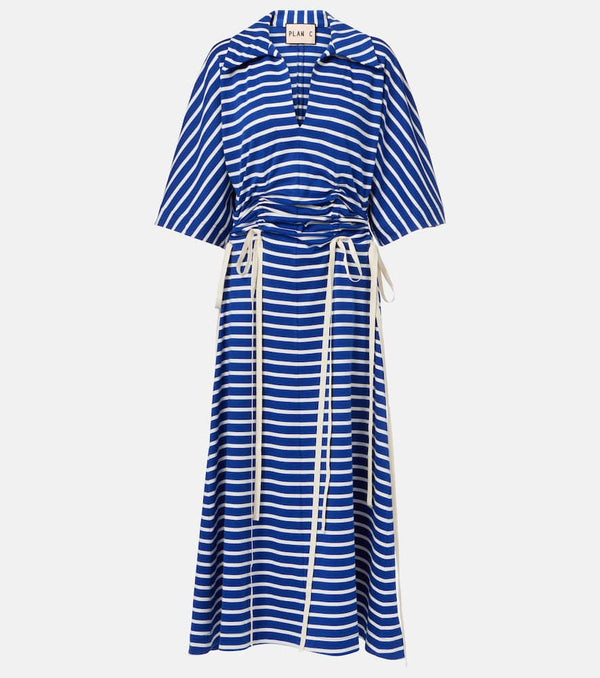 Plan C Striped cotton jersey midi dress