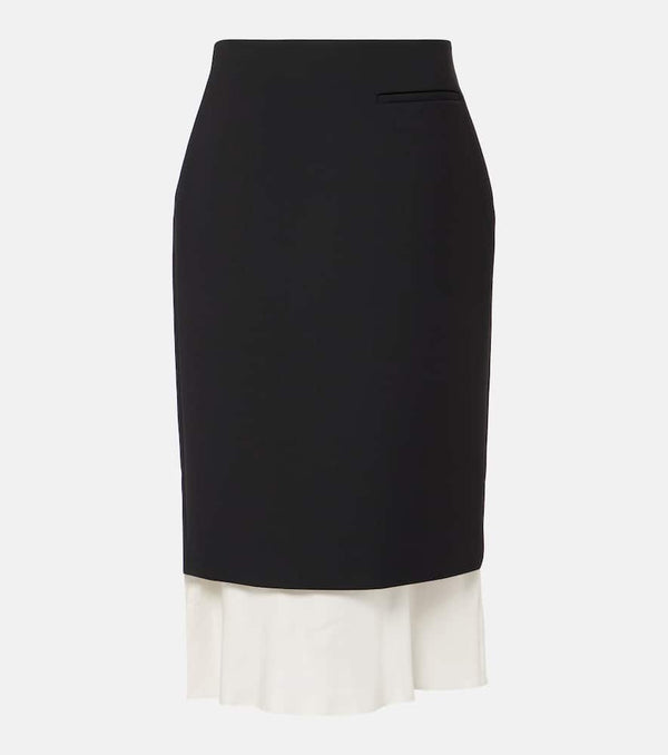 Róhe Silk-trimmed wool-blend pencil skirt