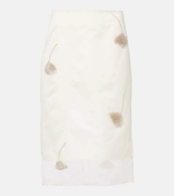 Róhe Beaded silk organza pencil skirt