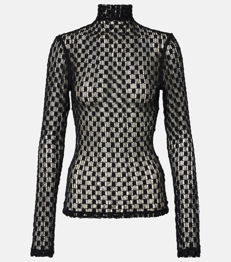 Rohe Cotton-blend lace turtleneck top