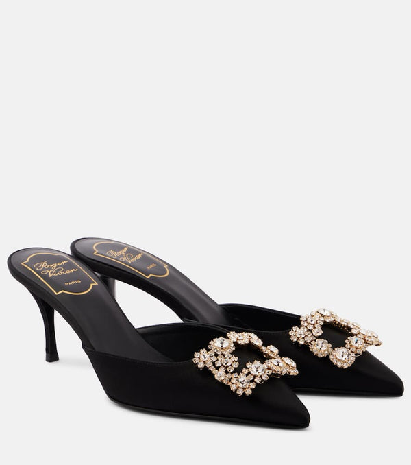 Roger Vivier Efflorescence 65 embellished satin mules